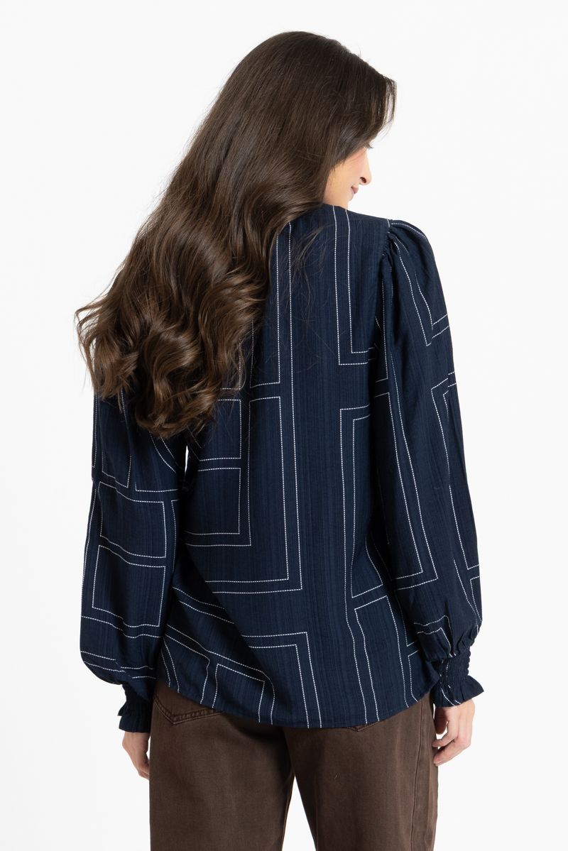 Movement Blouse / Navy Geo