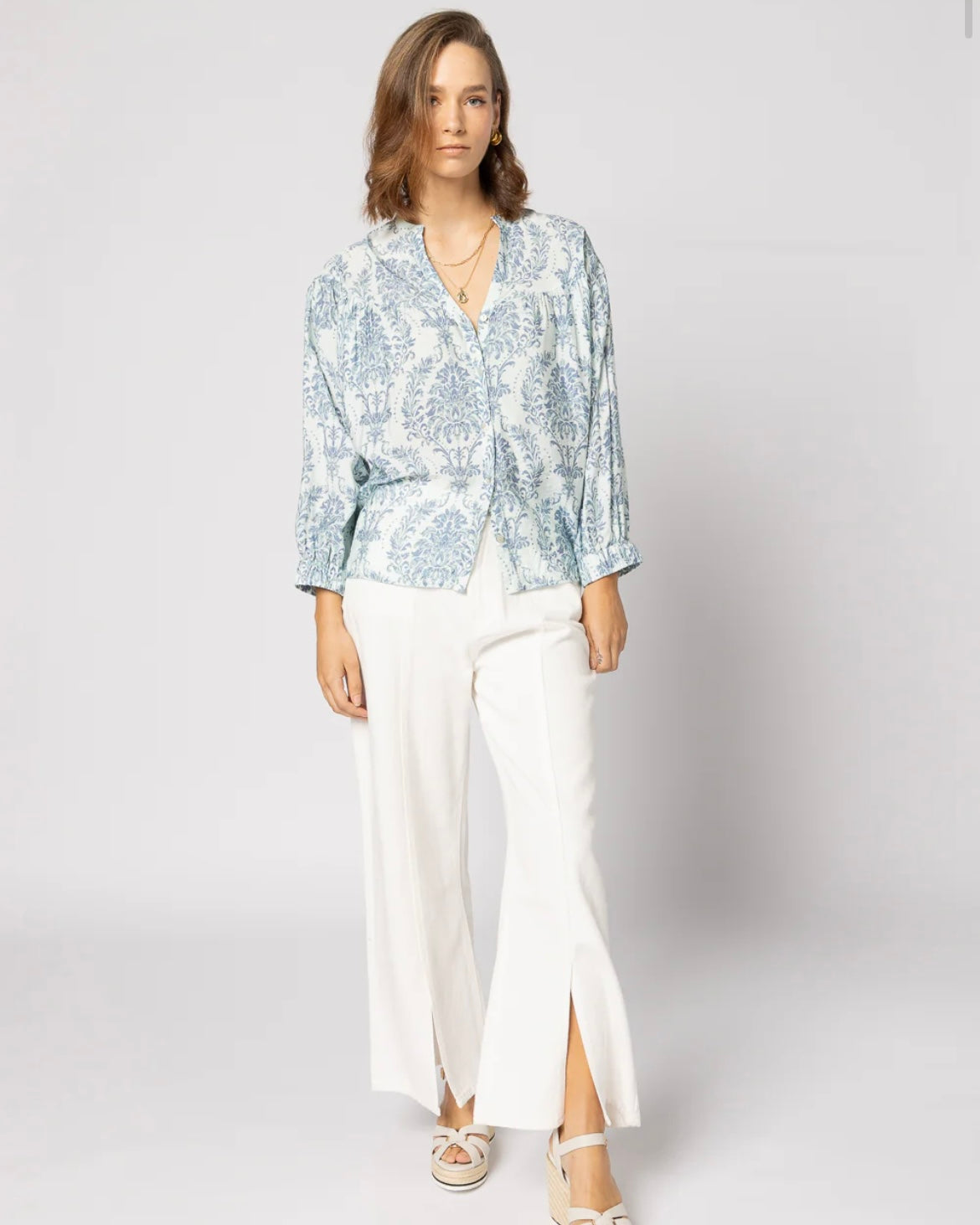 Bloom Blouse - Blue Damask