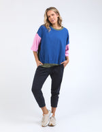 Mazie Colour Block Sweat - China Blue/Pretty Pink/Clover