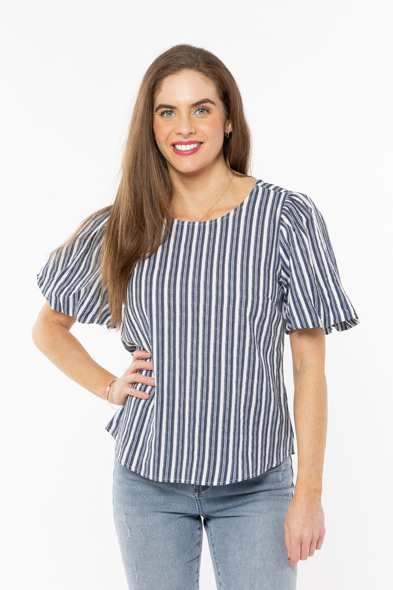 Knowing Top - Navy Stripe Texture