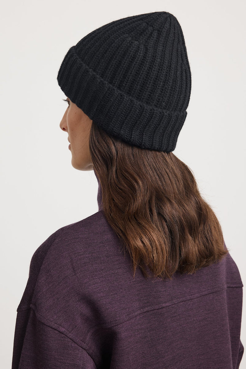 Chunky Wool Beanie - Black