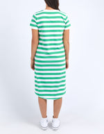 Maeve Midi Dress - Green Briar & White Stripe