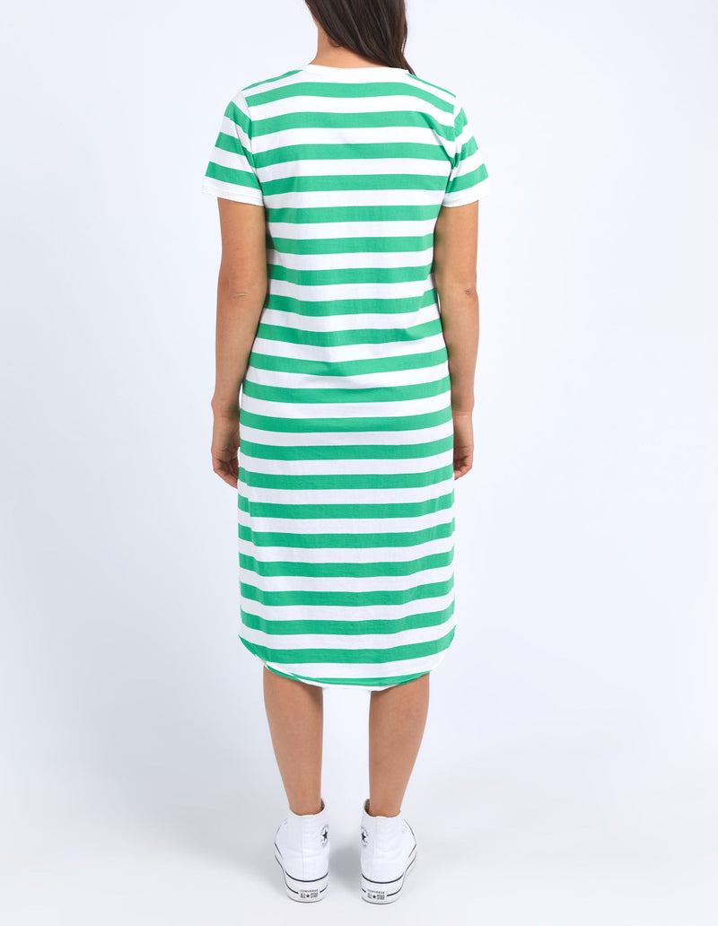 Maeve Midi Dress - Green Briar & White Stripe