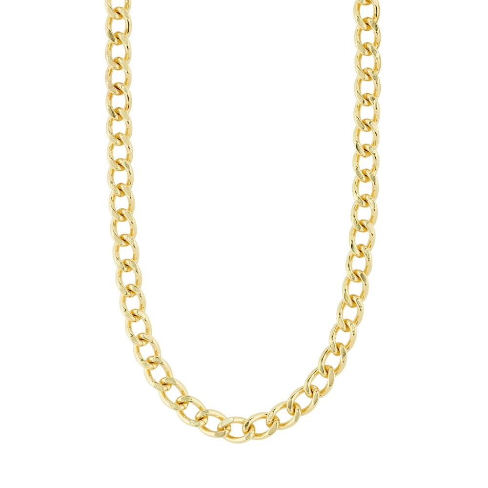 Charm Recycled Curb Necklace - Gold Plated