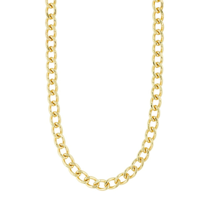 Charm Recycled Curb Necklace - Gold Plated