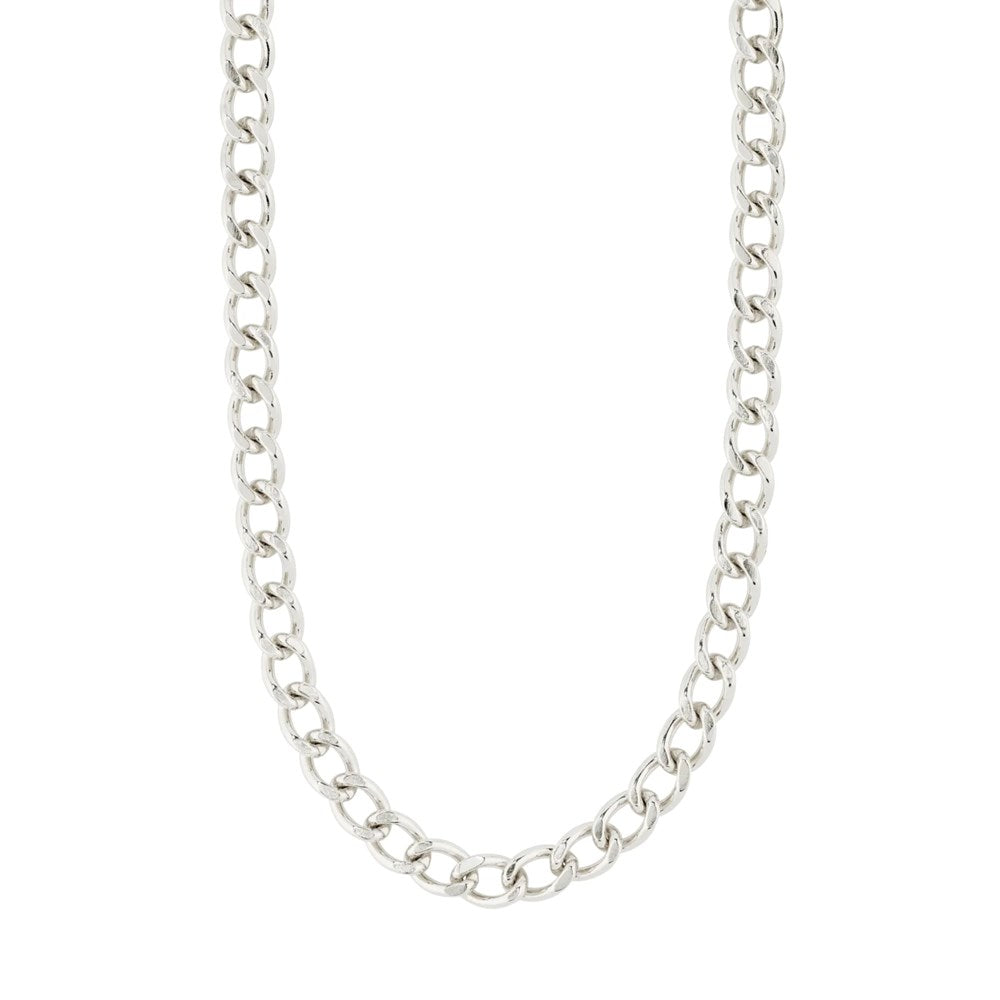 Charm Recycled Curb Necklace - Silver Plated