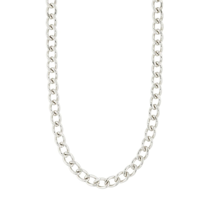 Charm Recycled Curb Necklace - Silver Plated