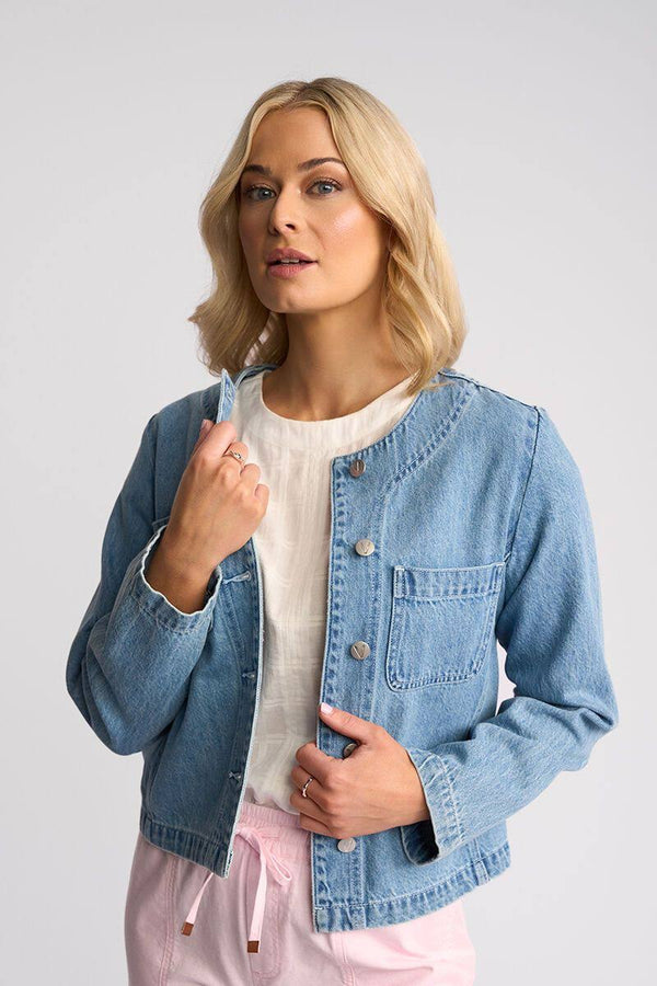 Cable Jacket / Light Wash Denim