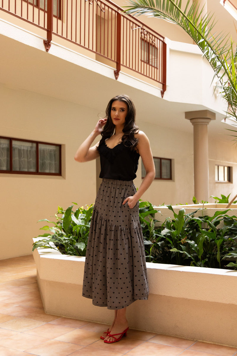 Devine Maxi Skirt / Black Heart