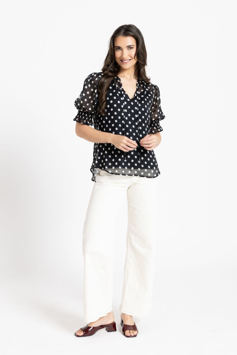Honey Blouse / Black & White Spot