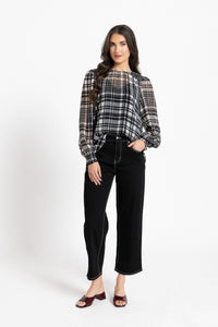 Honey Combe Blouse / Black Lurex Check