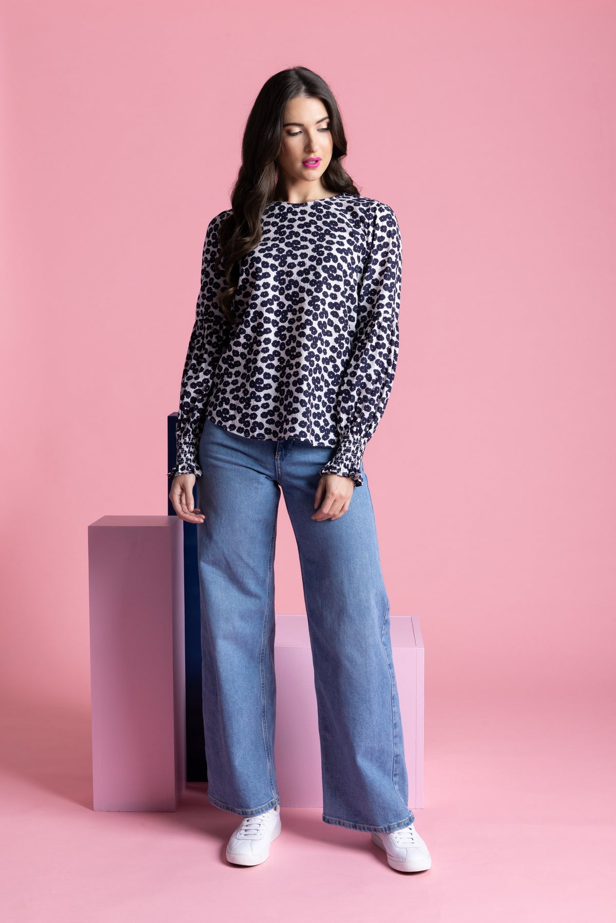 Wishful Top / Navy Poppy - Girl Next Door Fashion