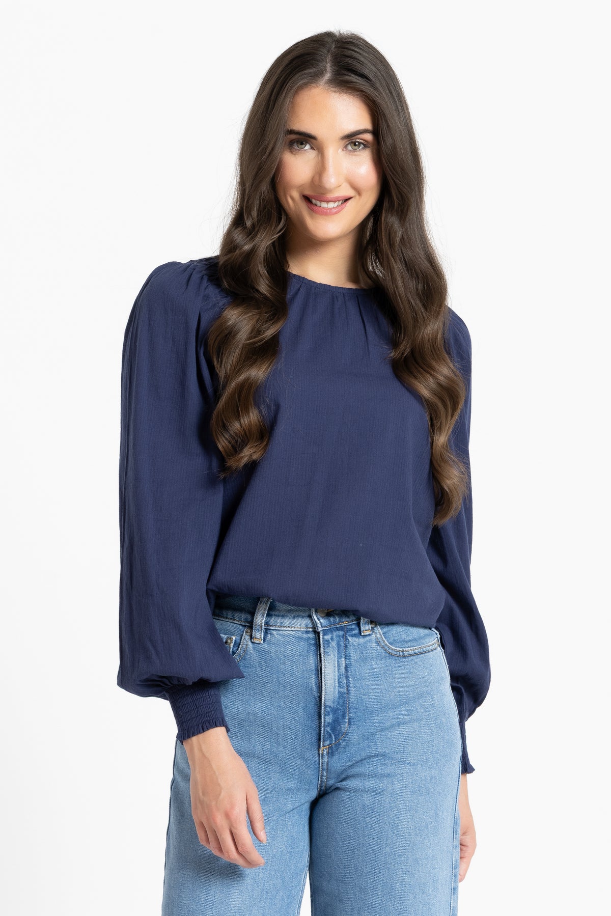 Honeycombe Blouse - Ink Stripe