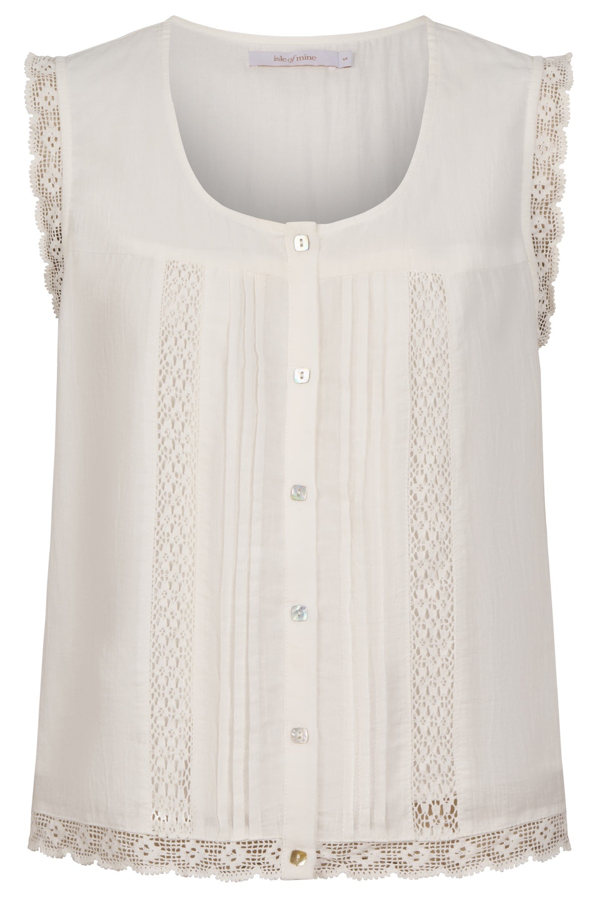 Frances Button Tank - White