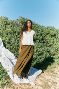 Frances Button Tank - White
