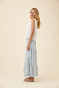 Frances Button Tank - White