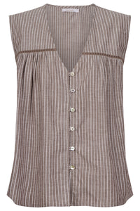 Lyndell Button Tank - Taupe