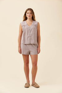 Lyndell Button Tank - Taupe