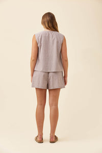 Lyndell Button Tank - Taupe