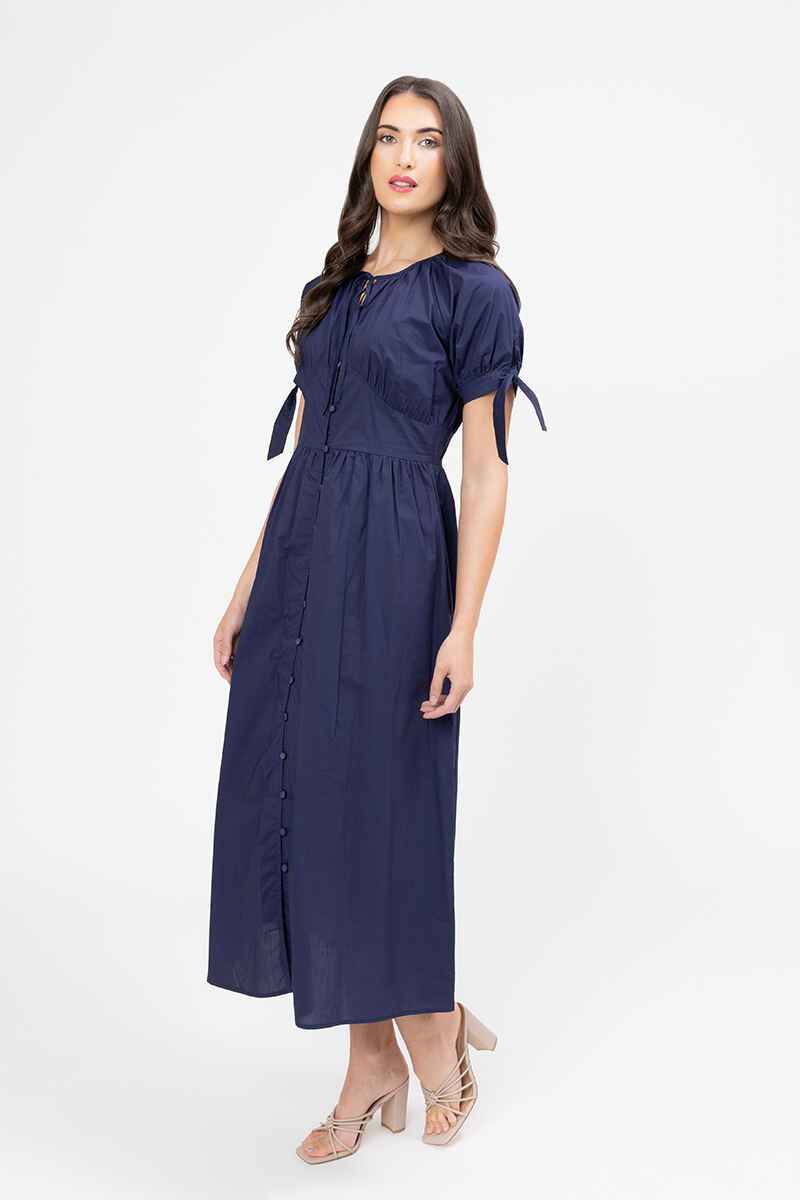 Eternity S/S V Neck Midi Dress / Navy