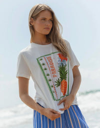 Ellia Crew Tee / Paradise Beach Print White