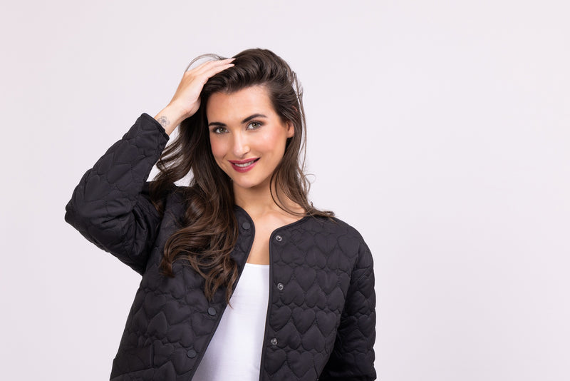 Montreal Quilted Jacket - Black Hearts