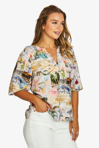 Poolside Glamour Button Top / Multi