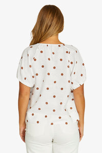 Spot Print Top / White - Chestnut
