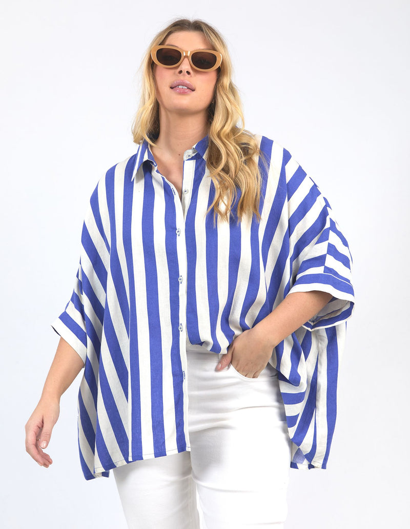 Palermo Stripe Shirt - Royal Blue/Marshmallow Stripe