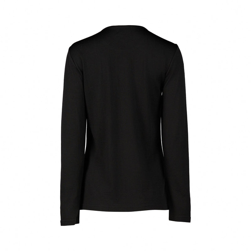 Merino Basic Long Sleeve Crew Neck Top - Black