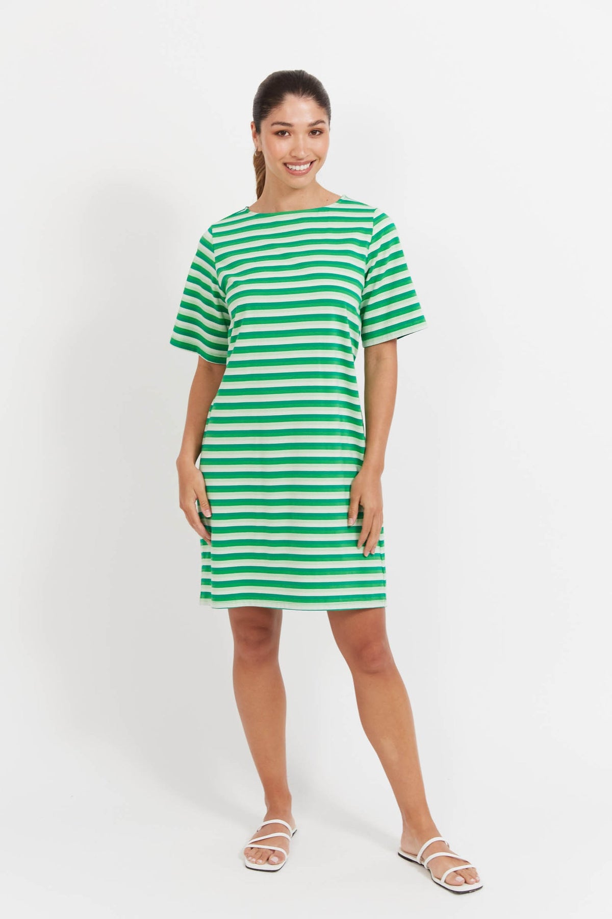 Limon Stripe TShirt Dress - Green
