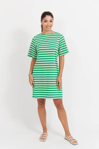 Limon Stripe TShirt Dress - Green