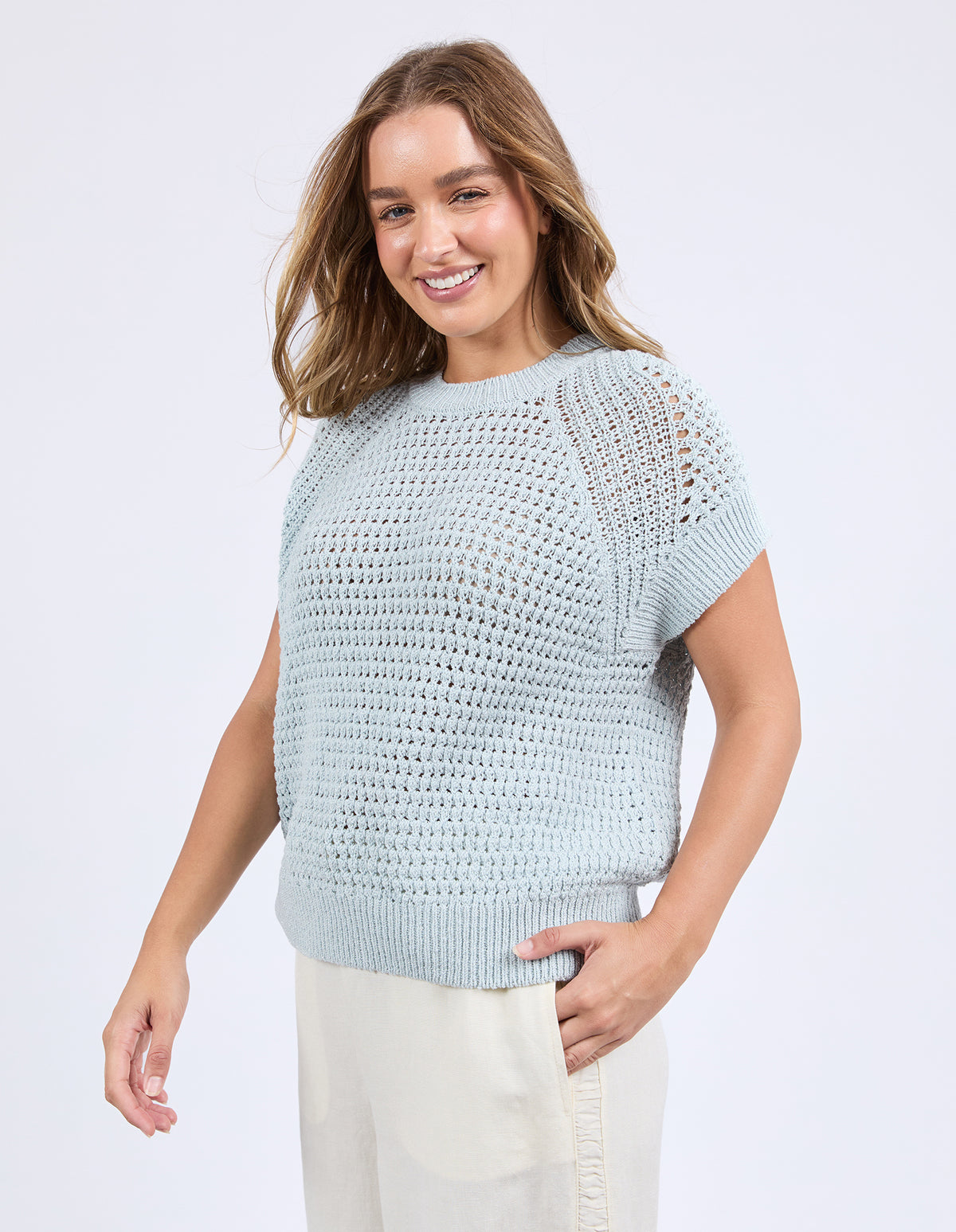 Isla Knit Vest - Light Blue