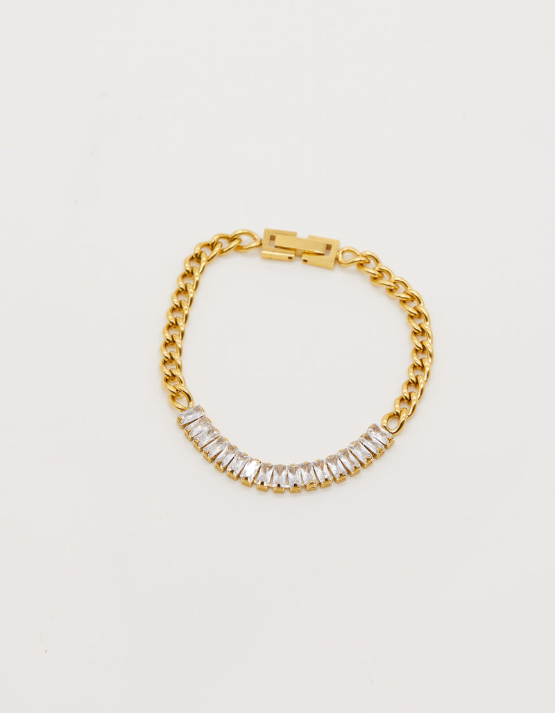 Cubic Zirconia Chain Bracelet - Gold