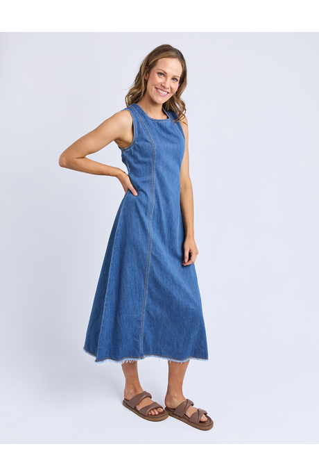 Solene Denim Dress - Mid Blue
