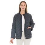 Contrast Zig Zag Quilted Jacket - Dark Navy Combo