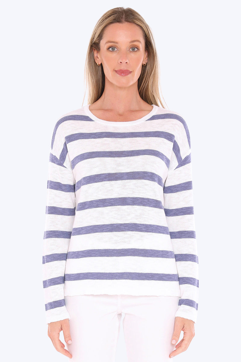 Stripe Slub Pullover - White Chambray