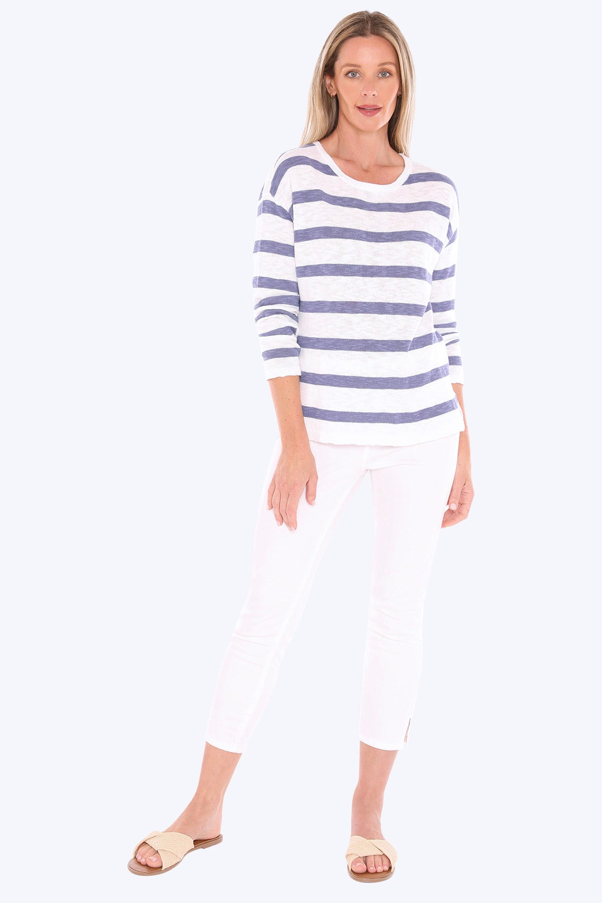 Stripe Slub Pullover - White Chambray