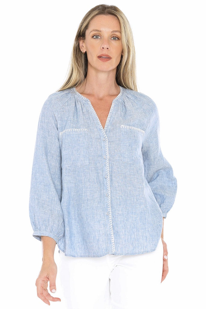Blanket Stitch Top - Ocean CD
