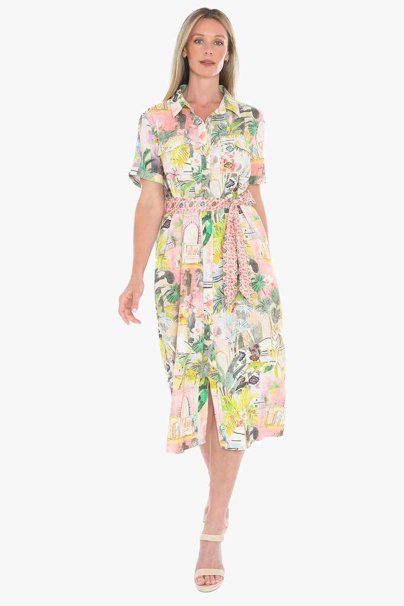 Tiger Island Tie Dress - Multi