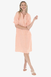 Button Neck Dress - Sunset CD