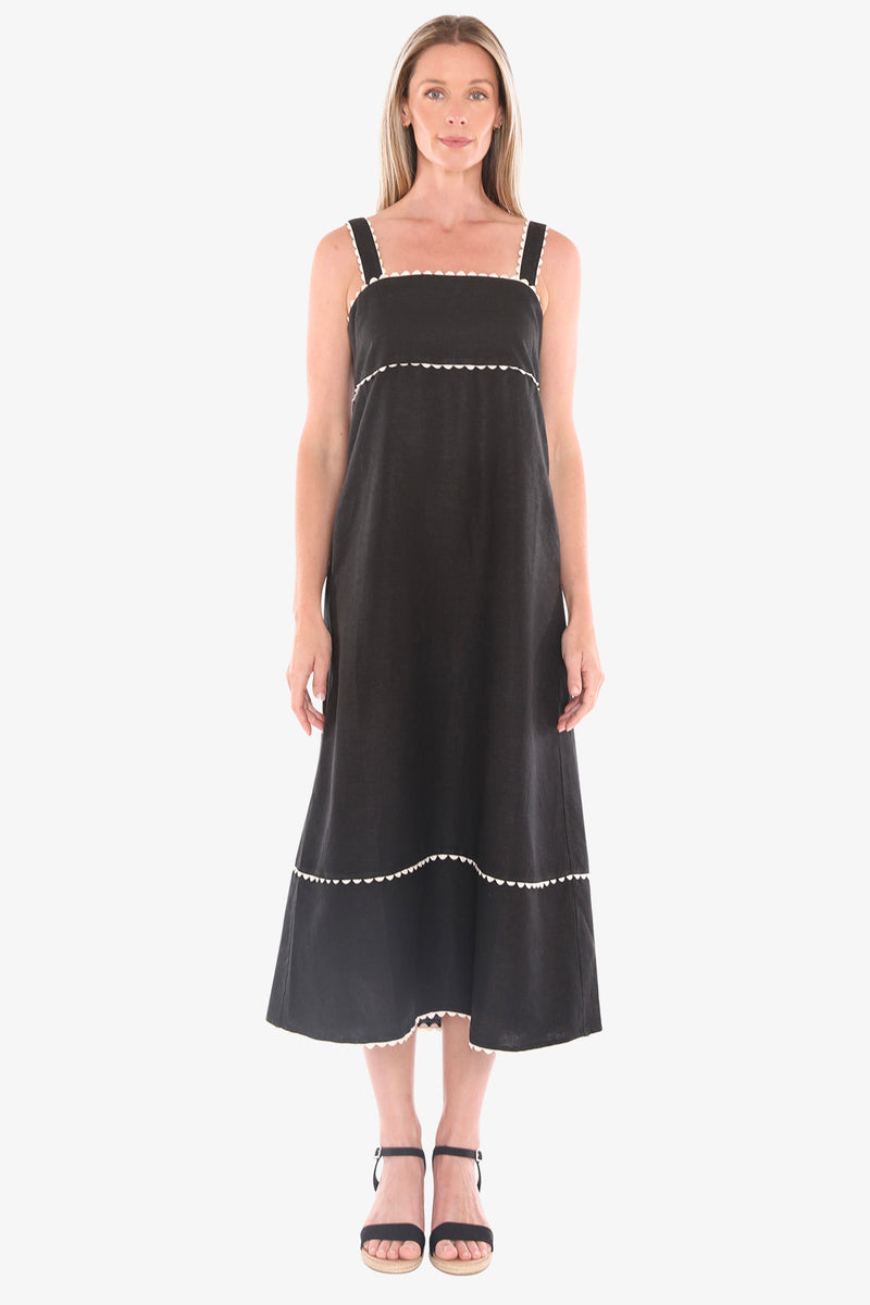 Ric Rac Maxi Dress - Black