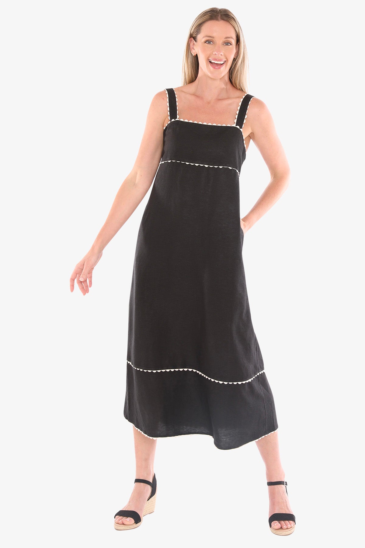 Ric Rac Maxi Dress - Black