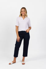 Plain Lightweight Slim Leg 7/8 Length Pant - Navy