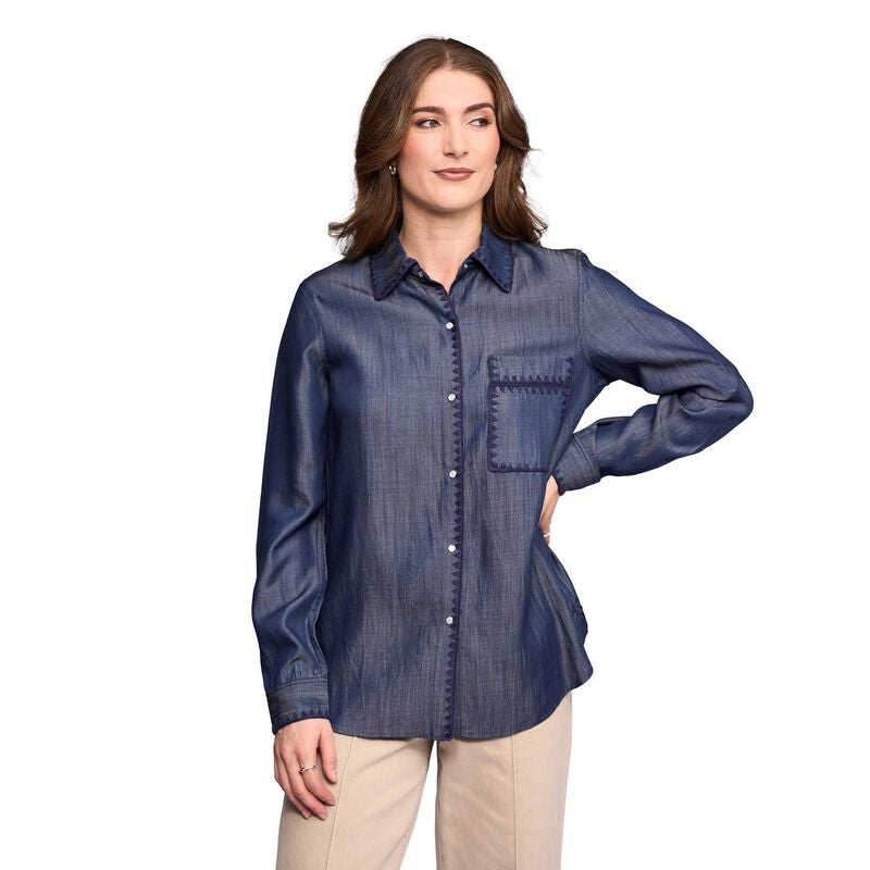 Banner Shirt / Deep Blue - Girl Next Door Fashion