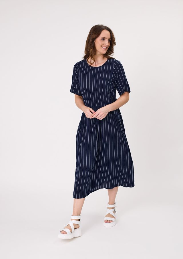 Monroe Dress - Navy Stripe