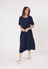 Monroe Dress - Navy Stripe
