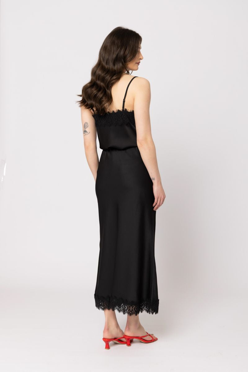 Lace Cami / Black Heavy Satin