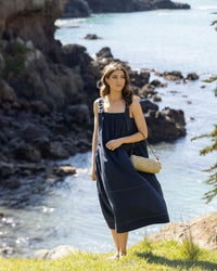 Sleeveless Balloon Dress with Front Pockets - Ink