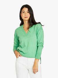 V Neck Pullover - Green Tea Marle